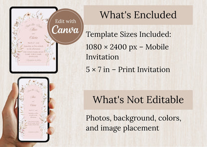 Blush Floral Wedding Invite - MintyInvites