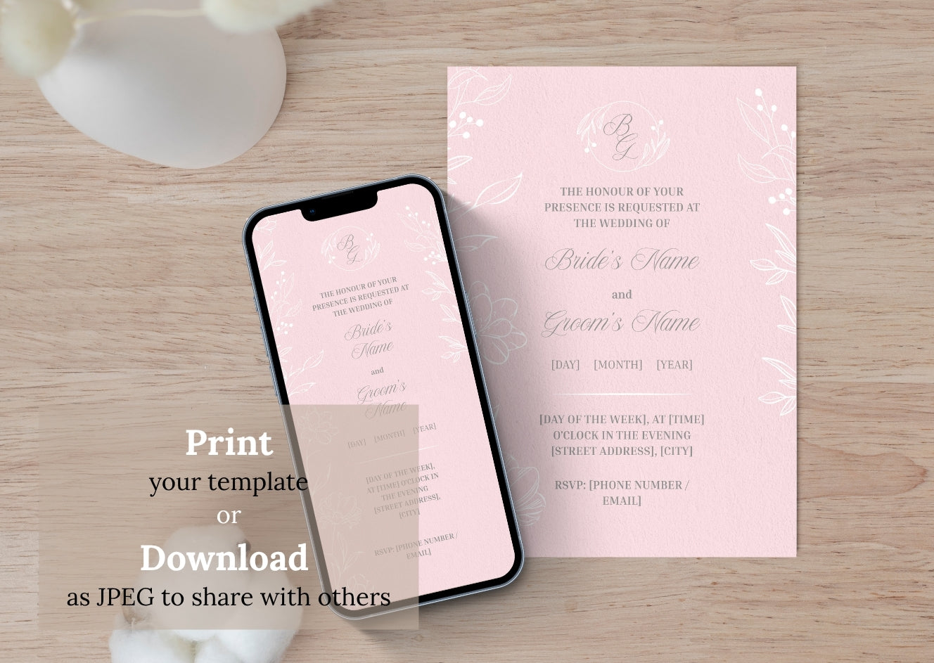 Blush Romance Wedding Invitation - MintyInvites