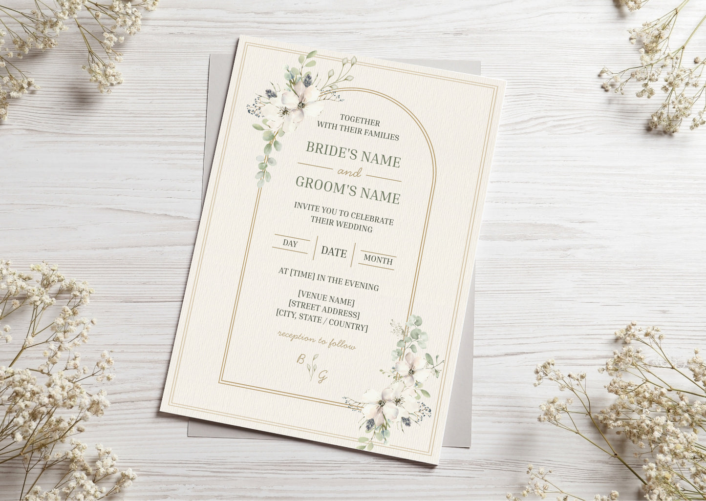 Boho Sage Green Wedding Invite - MintyInvites