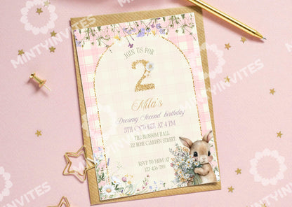 Garden Bunny Birthday Invite - MintyInvites