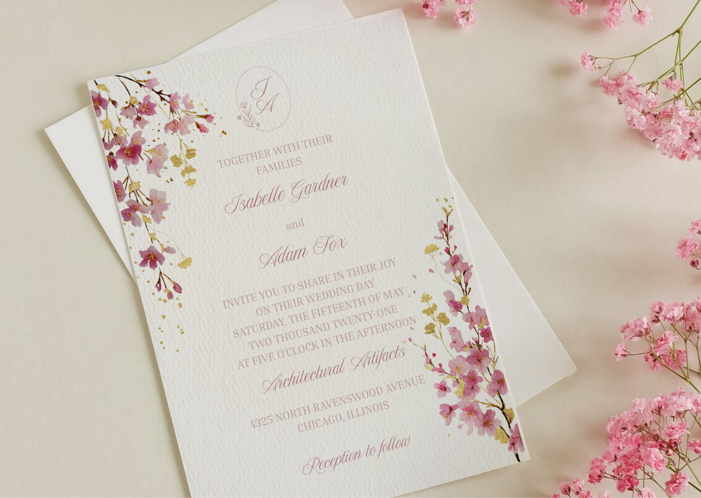 Cherry Blossom Wedding Invitation - Mintyinvites