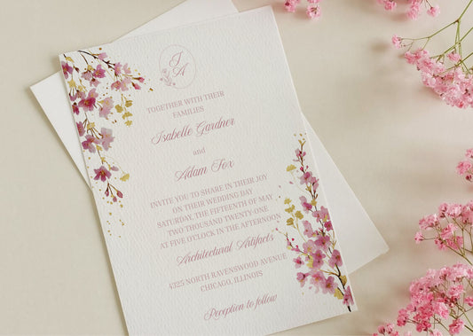 Cherry Blossom Wedding Invitation - Mintyinvites