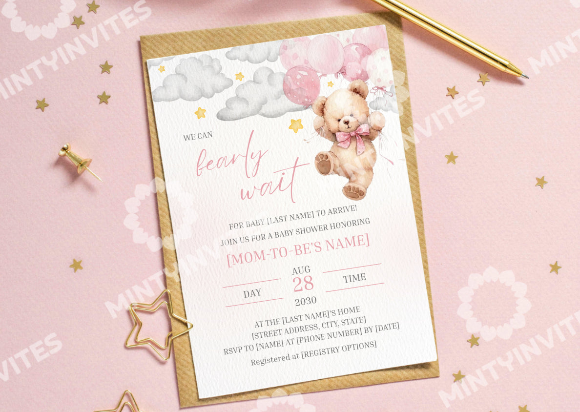 Teddy Bear Baby Shower invitation - Mintyinvites
